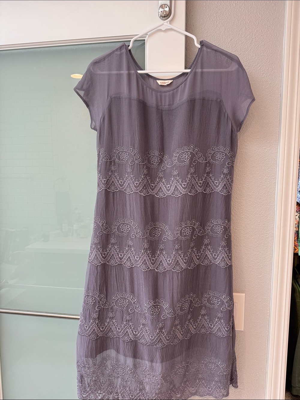 sundance boutique lilac embroidered midi dress - Picture 1 of 4